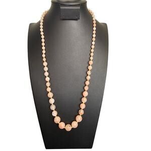 Blush Pink Beaded Necklace – Rose Quartz Style Graduated Statement Strand